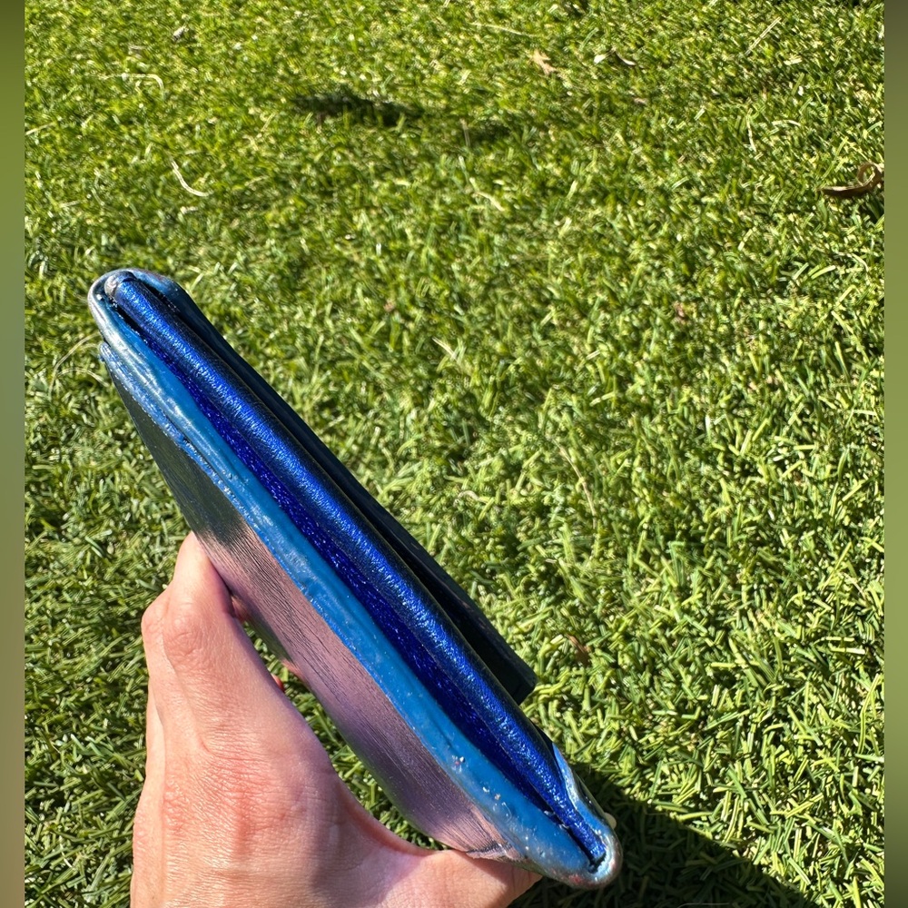 Sobella Metallic Blue Leather Wallet Clutch - Picture 13 of 15